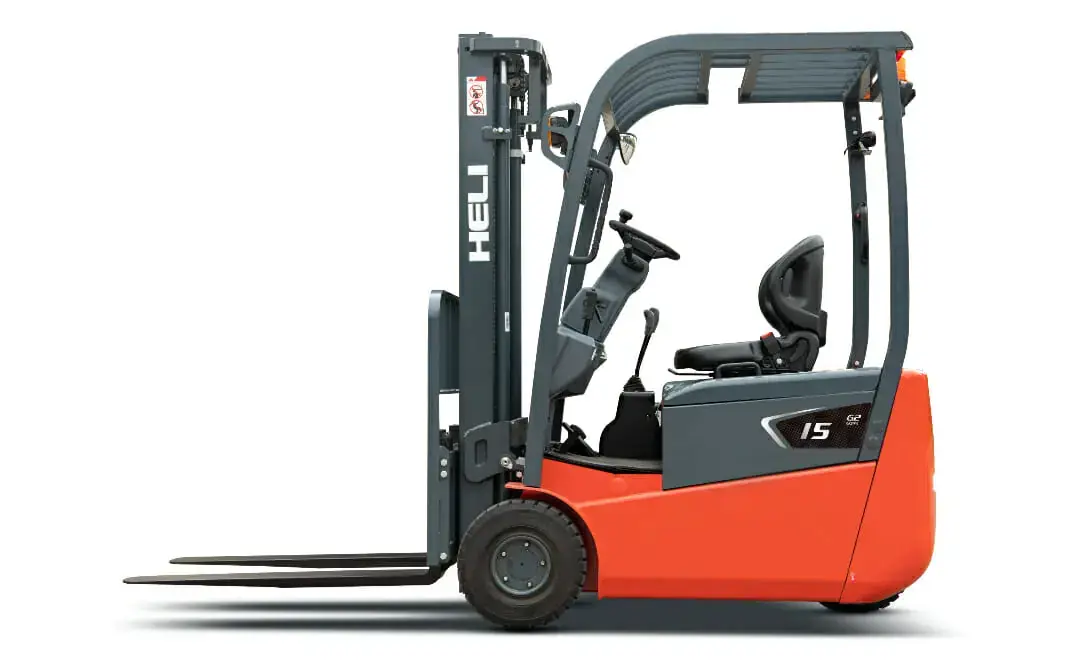 Heli G2 series electric forklift with a lift capacity from 1.3 to 1.5 tonnes